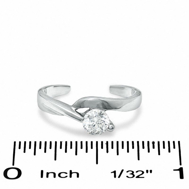 Toe Ring with Cubic Zirconia Solitaire in Sterling Silver