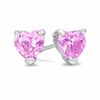 5mm Heart-Shaped Pink Cubic Zirconia Stud Earrings in Sterling Silver
