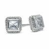 Thumbnail Image 1 of 5.0mm Princess-Cut Cubic Zirconia Framed Stud Earrings in Sterling Silver