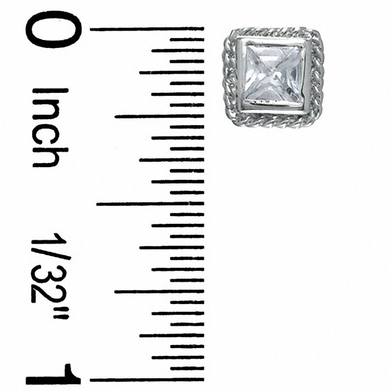 Main Image 2 of 5.0mm Princess-Cut Cubic Zirconia Framed Stud Earrings in Sterling Silver