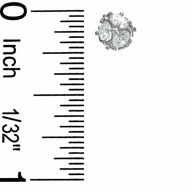 Cubic Zirconia 5mm Soccer Ball Stud Earrings in Sterling Silver