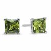Thumbnail Image 1 of 5.0mm Princess-Cut Olivine Cubic Zirconia Stud Earrings in Sterling Silver
