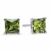 Thumbnail Image 0 of 5.0mm Princess-Cut Olivine Cubic Zirconia Stud Earrings in Sterling Silver