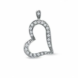 Cubic Zirconia Pavé Heart Charm in Sterling Silver