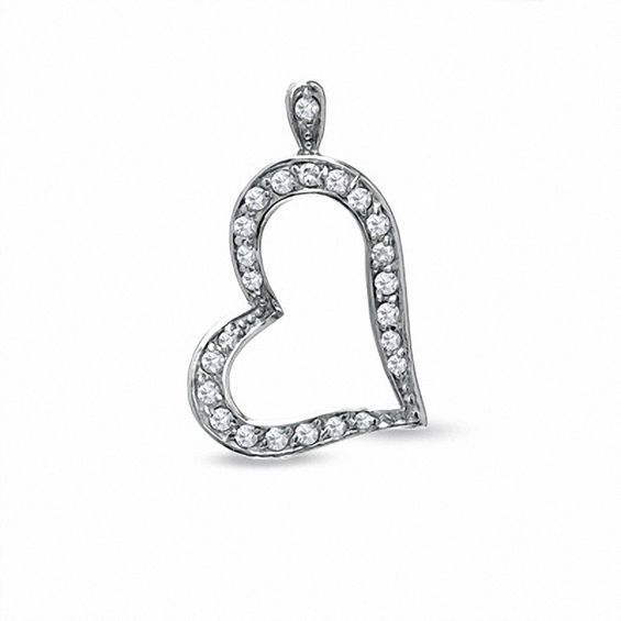 Cubic Zirconia Pavé Heart Charm in Sterling Silver