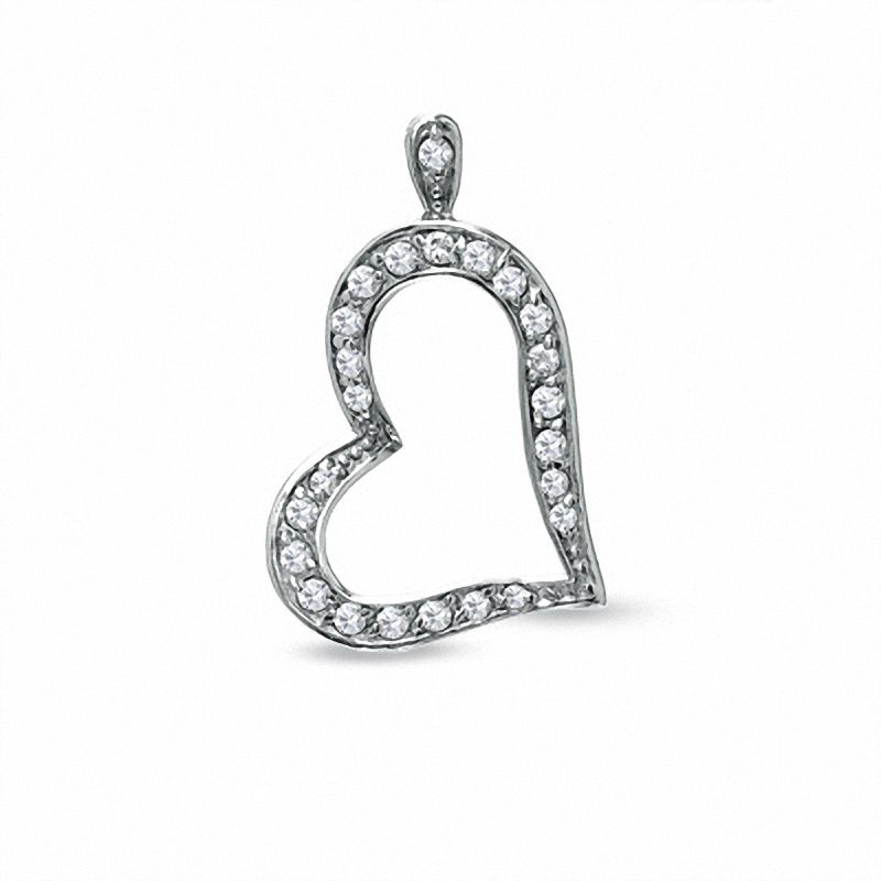 Main Image 1 of Cubic Zirconia Pavé Heart Charm in Sterling Silver