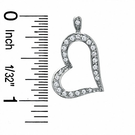 Cubic Zirconia Pavé Heart Charm in Sterling Silver