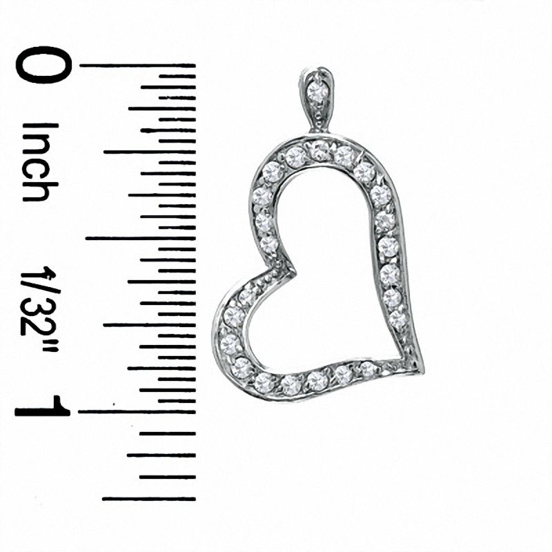 Main Image 2 of Cubic Zirconia Pavé Heart Charm in Sterling Silver