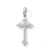 Solid Sterling Silver CZ Fleur-de-Lis Cross Necklace Charm