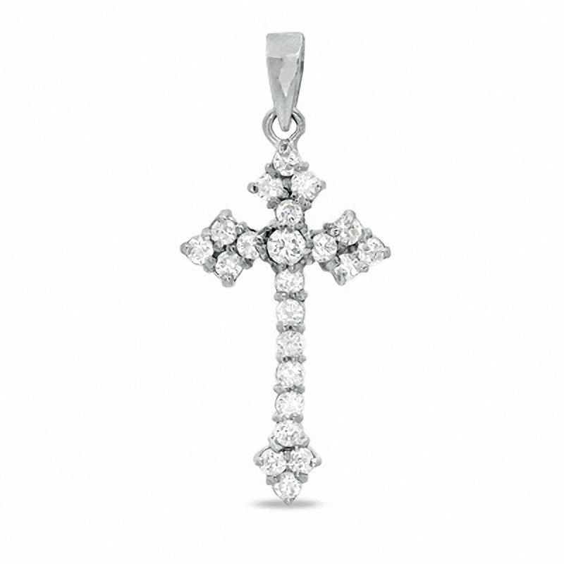 Main Image 1 of Cubic Zirconia Fancy Cross Charm in Sterling Silver