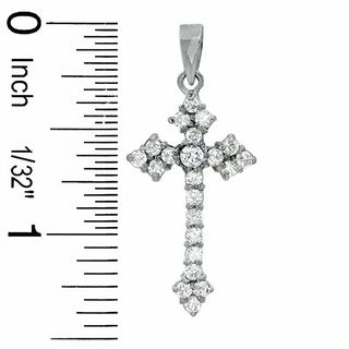 Solid Sterling Silver CZ Fleur-de-Lis Cross Necklace Charm