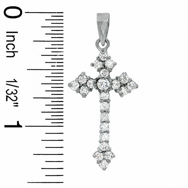 Main Image 2 of Cubic Zirconia Fancy Cross Charm in Sterling Silver