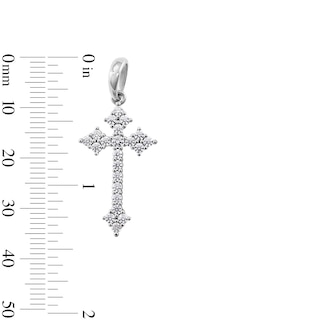 Solid Sterling Silver CZ Fleur-de-Lis Cross Necklace Charm