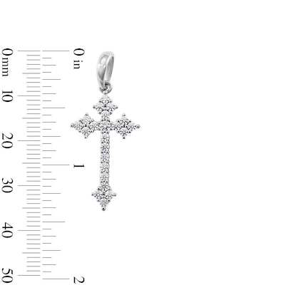 Solid Sterling Silver CZ Fleur-de-Lis Cross Necklace Charm