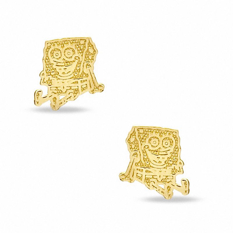 Child's 14K Gold Sponge Bob Stud Earrings