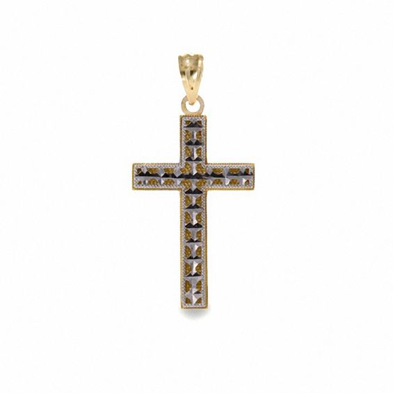 Reversible Cross Charm in 10K Two-Tone Gold