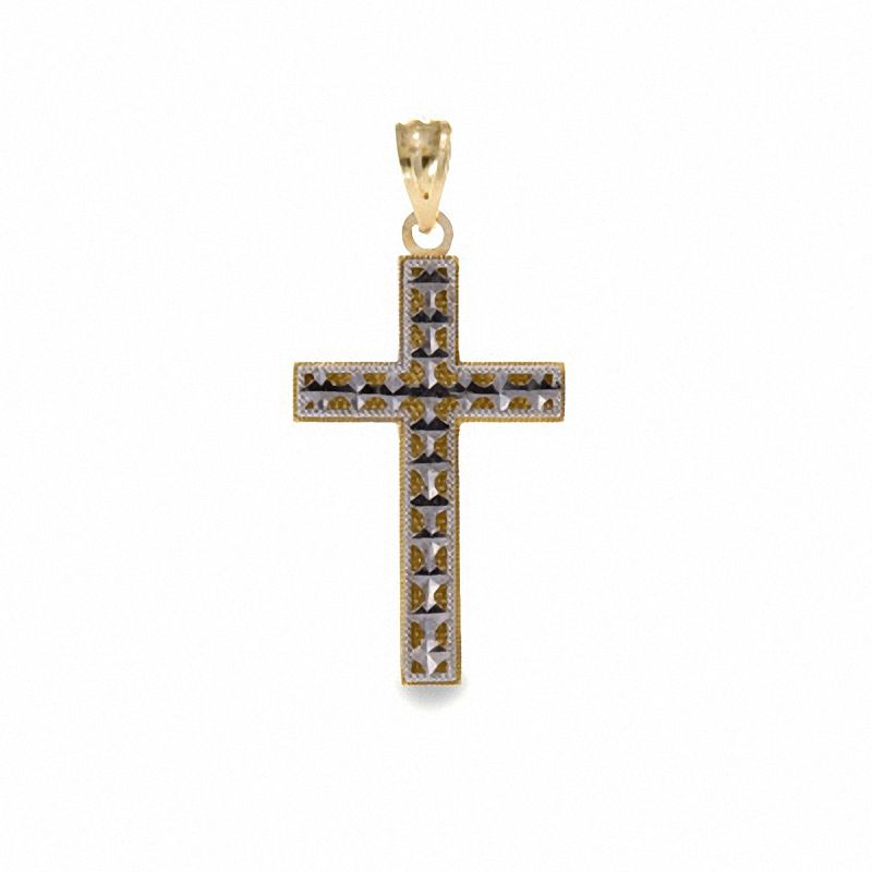 Reversible Cross Charm in 10K Two-Tone Gold