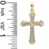 Thumbnail Image 2 of Filigree Cross Charm with Diamond-Cut Hearts in 10K Two-Tone Gold