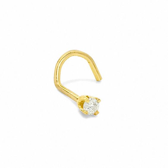 L-shaped 14K Solid Gold Nose Ring, CZ Set Gold Nose Stud, Solid Gold Nose  Stud Ring, UK, Body Jewellery, Gift, 20G, 0.8mm - Etsy