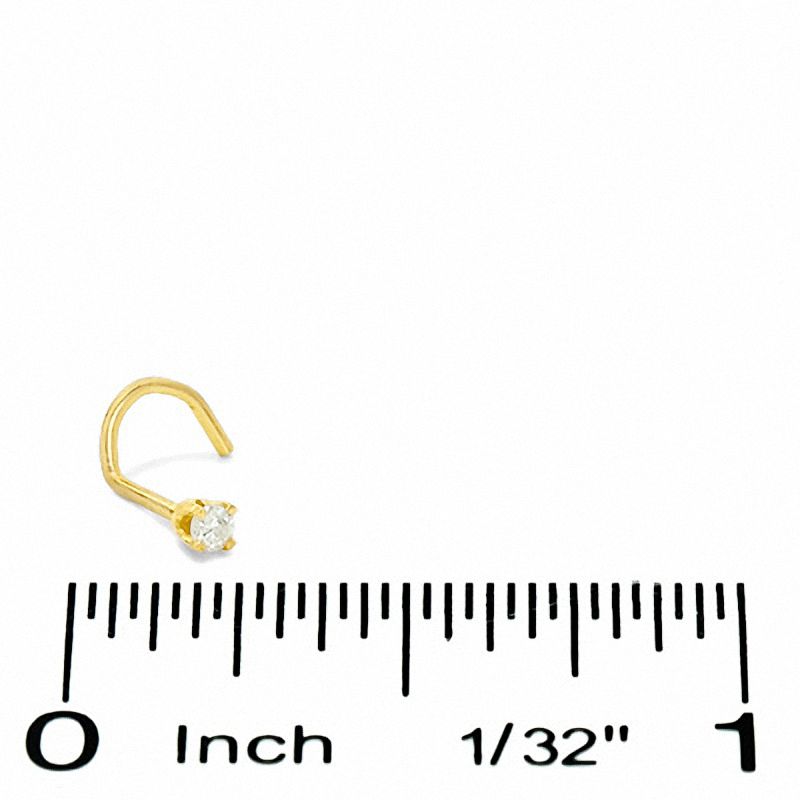 14K Semi-Solid Gold Diamond Accent Nose Stud - 22G