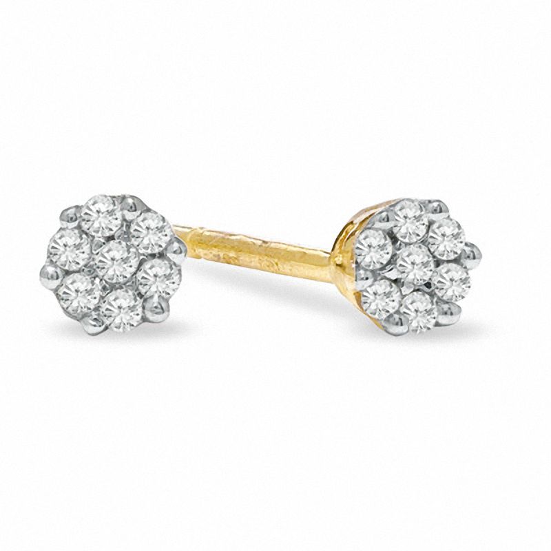 White Gold 1ctw Curved 7 Stone Diamond Stud Earrings l MEMOIRE -  002-150-2001110