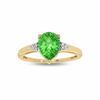 Thumbnail Image 1 of Pear-Shaped Lab-Created Emerald Ring in 10K Gold with Diamond Accents - Size 7
