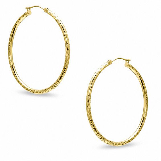 Banter 50mm Diamond Cut Hoop Earrings in 14K Gold Westland Mall