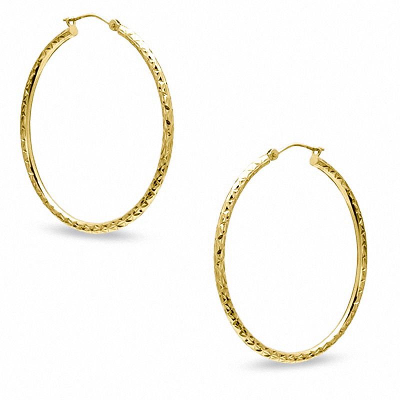 50mm Diamond-Cut Hoop Earrings in 14K Gold