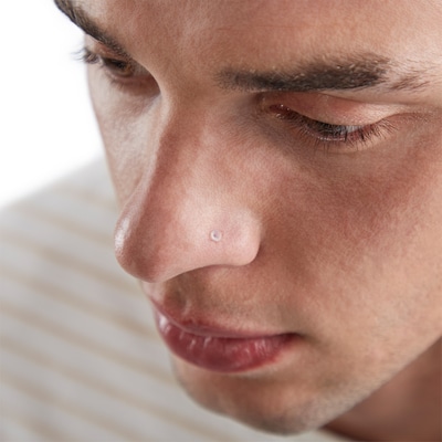 14K Semi-Solid Gold Pink and White CZ Nose Stud Set - 22G