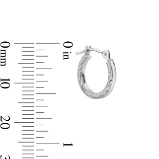 Diamond-Cut Fancy Square Hoop Earrings in 10K White Gold
