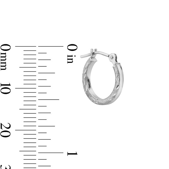 Diamond-Cut Fancy Square Hoop Earrings in 10K White Gold