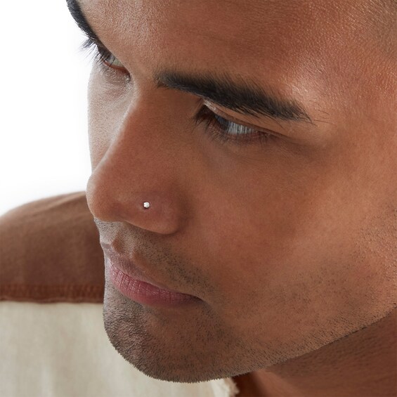 Semi-Solid Sterling Silver Crystal Nose Stud Set - 22G