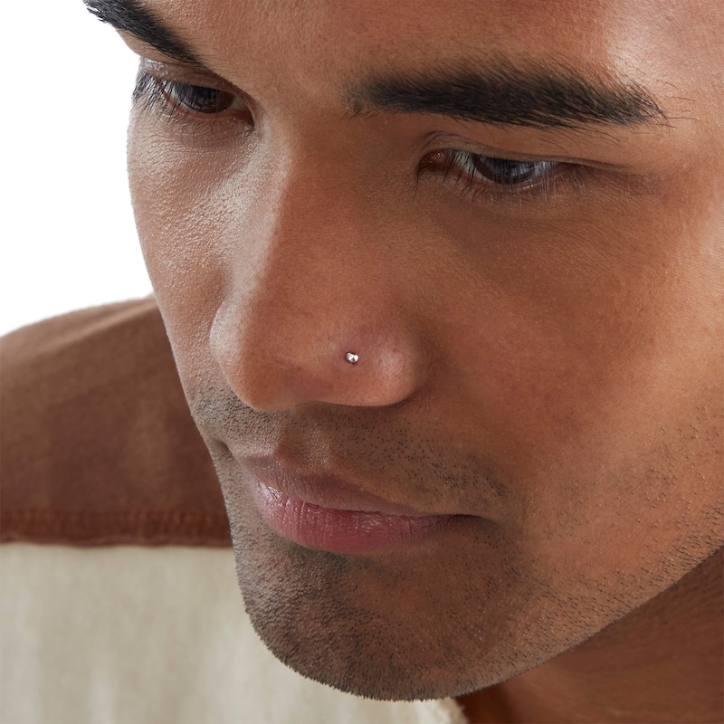 Main Image 4 of Semi-Solid Sterling Silver Crystal Nose Stud Set - 22G