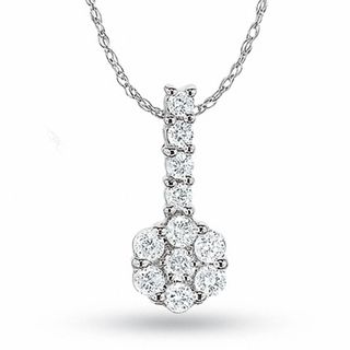 1/3 CT. T.W. Diamond Flower Drop Pendant in 14K White Gold