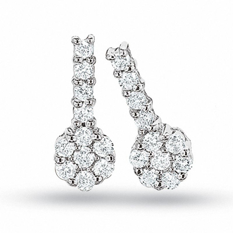 Main Image 1 of 1/3 CT. T.W. Diamond Flower Earrings in 14K White Gold