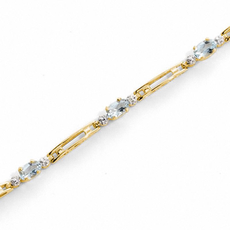 Main Image 1 of Aquamarine Bridge Bracelet in 10K Gold