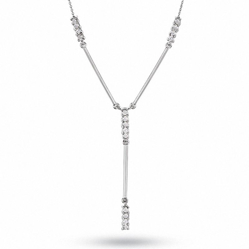 Main Image 1 of 1/4 CT. T.W. Diamond Drop Necklace in 14K White Gold