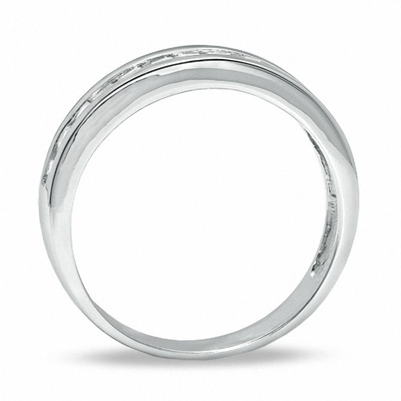 Main Image 2 of Cubic Zirconia Channel-Set Wedding Band in Sterling Silver - Size 7