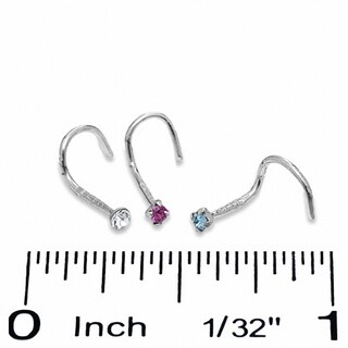 Semi-Solid Stainless Steel Crystal Screw Nose Stud Set - 20G