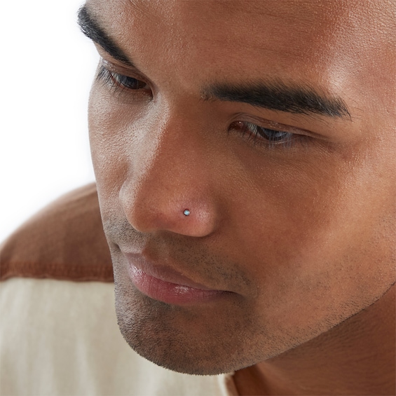 Semi-Solid Stainless Steel Crystal Screw Nose Stud Set - 20G
