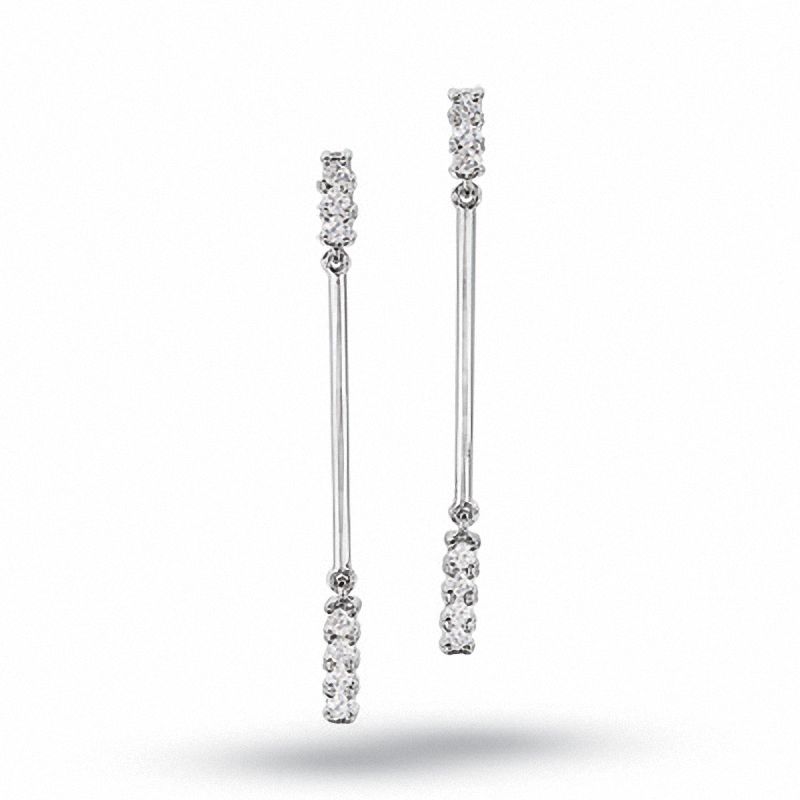 1/4 CT. T.W. Diamond Stick Drop Earrings in 14K White Gold