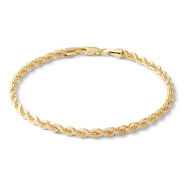 024 Gauge Rope Chain Bracelet in 10K Hollow Yellow Gold - 7&quot;