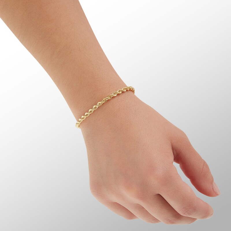 10K Hollow Gold Rope Chain Bracelet - 7"