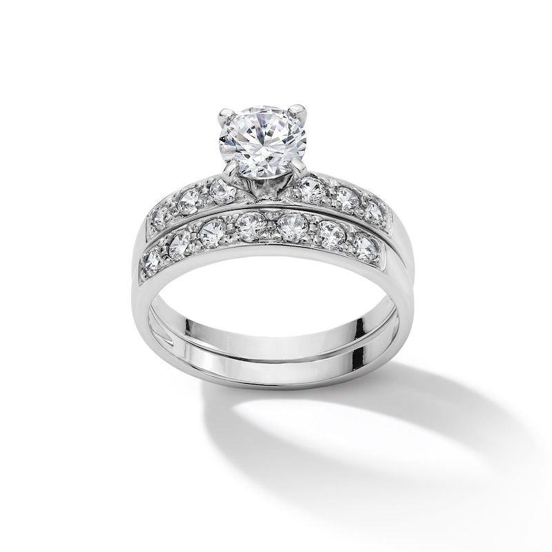 Sterling Silver CZ Channel Bridal Set