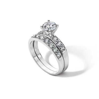Sterling Silver CZ Channel Bridal Set