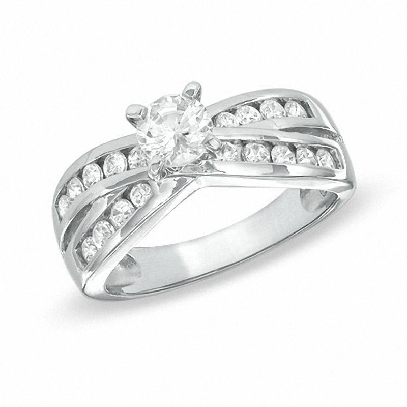 Main Image 1 of 3mm Cubic Zirconia Solitaire Bypass Engagement Ring in Sterling Silver