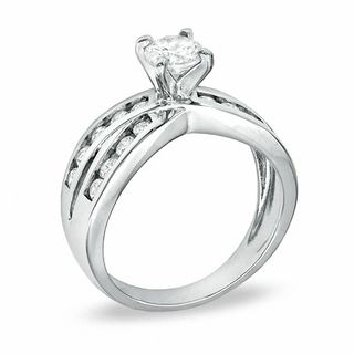 3mm Cubic Zirconia Solitaire Bypass Engagement Ring in Sterling Silver