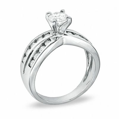 3mm Cubic Zirconia Solitaire Bypass Engagement Ring in Sterling Silver