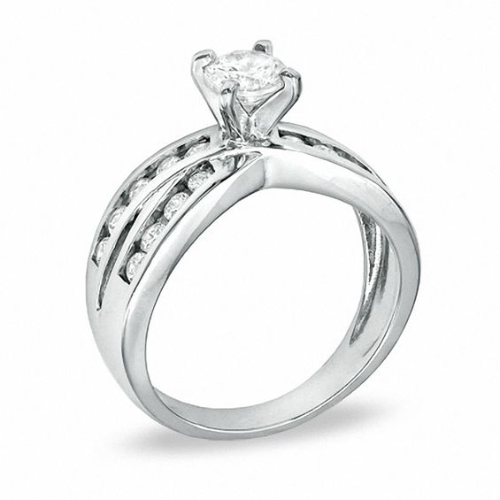 3mm Cubic Zirconia Solitaire Bypass Engagement Ring in Sterling Silver