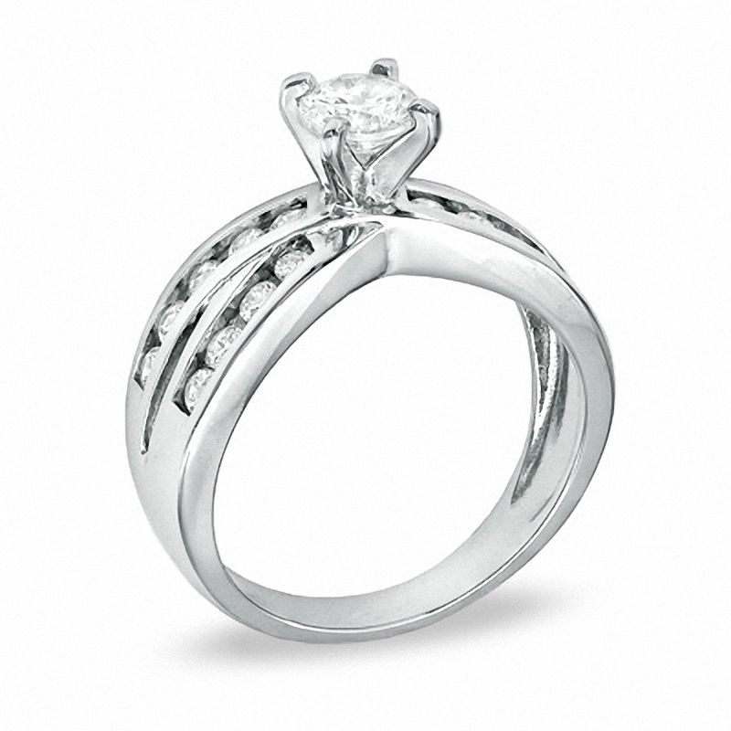 Main Image 2 of 3mm Cubic Zirconia Solitaire Bypass Engagement Ring in Sterling Silver